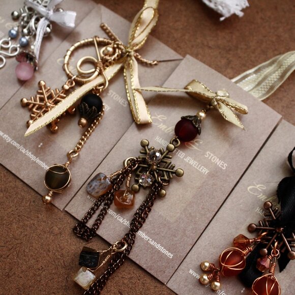 Brass Snowflake Hanging Charm - Picture 7 of 7